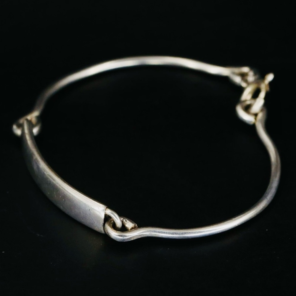 Vintage 925 Sterling Silver Engravable ID Bar Bracelet 7 Inch Ring Clasp - Picture 10 of 10